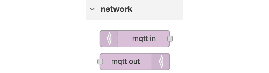 Figure 10.8 – An mqtt in node and mqtt out node  