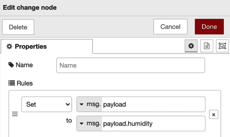 Figure 11.25 – Setting the properties of the second change node 