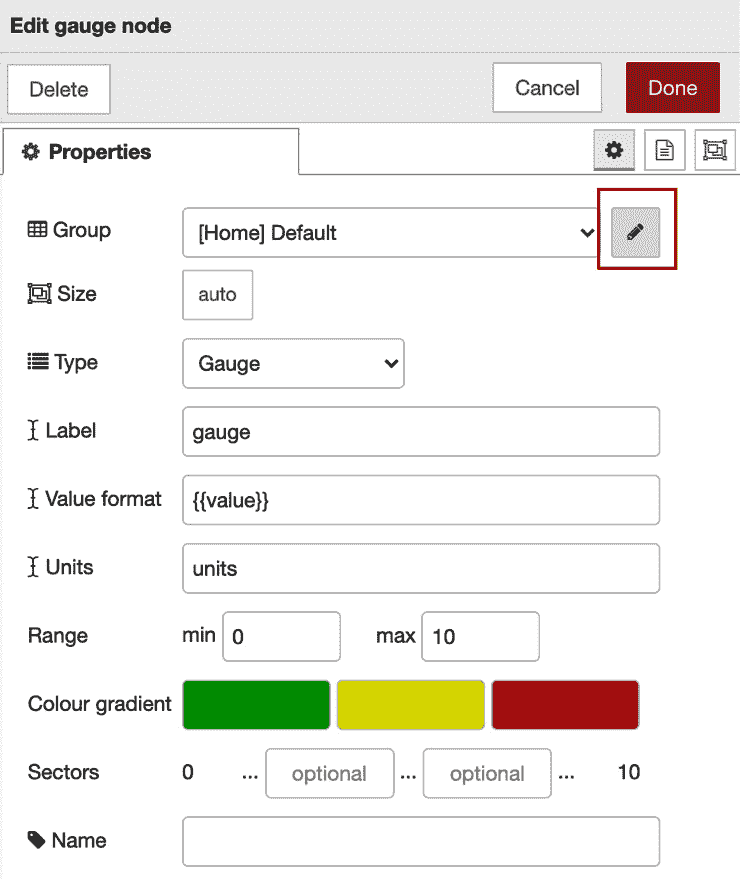 Figure 11.26 – Clicking the Edit button to open the Properties settings 