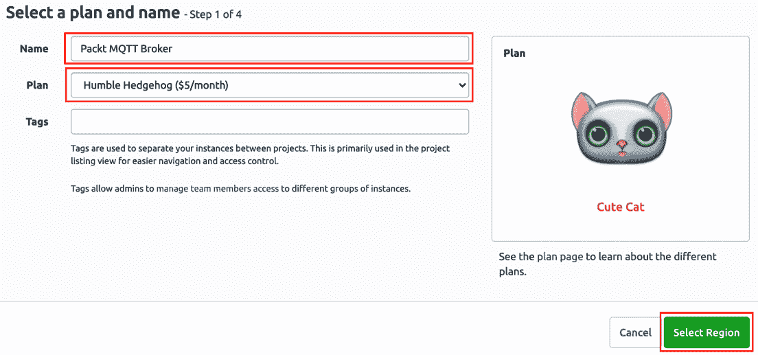Figure 11.6 – Selecting a name and payment plan 