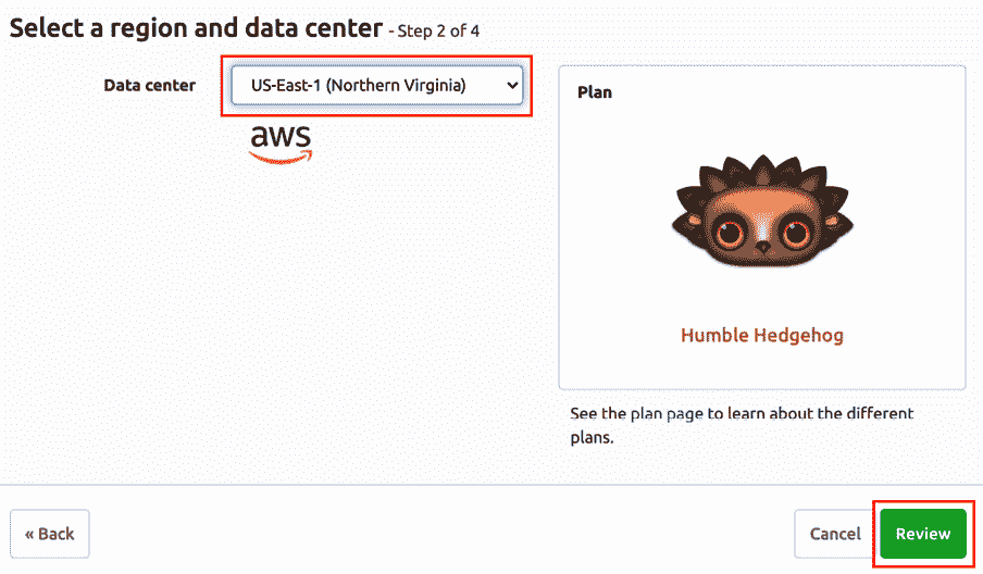 Figure 11.7 – Selecting a region and data center 