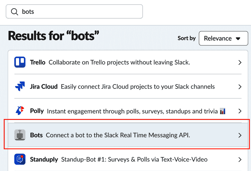 Figure 12.28 – Search for Bots and select it 