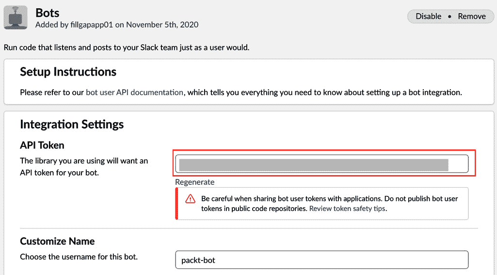 Figure 12.31 – Confirm your API token 