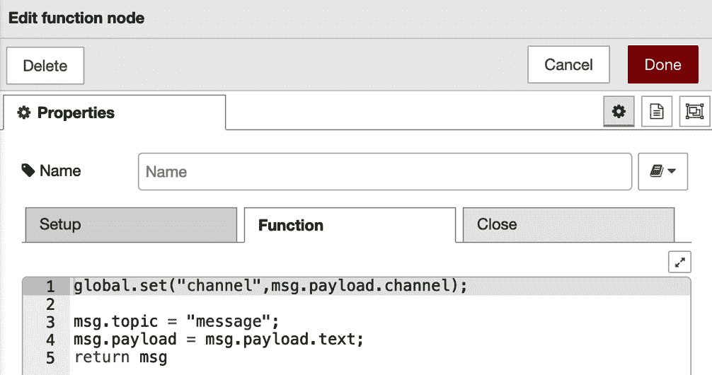 Figure 12.40 – First function node coding 