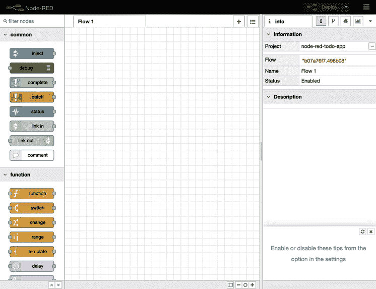 Figure 2.10 – Node-RED flow editor 