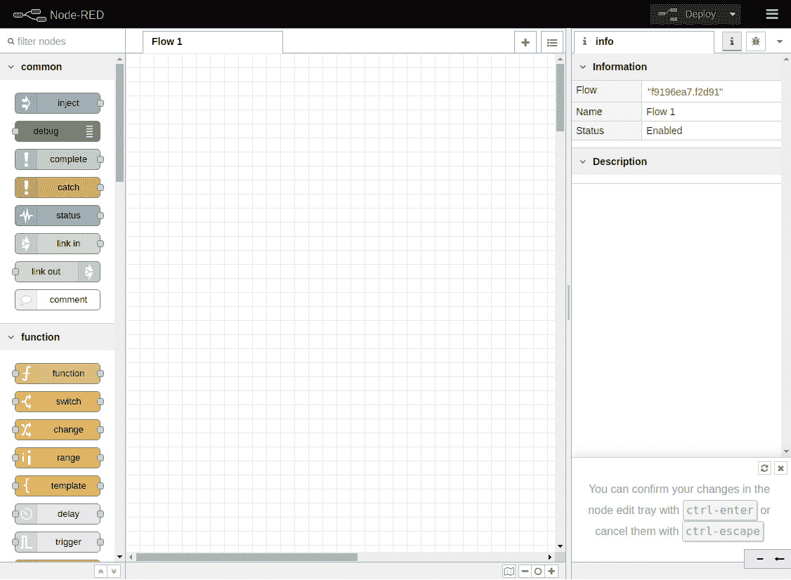 Figure 2.13 – Node-RED flow editor 