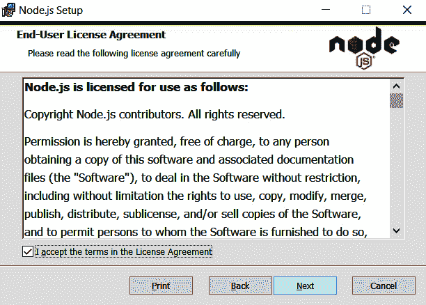 Figure 2.2 – End-User License Agreement window 