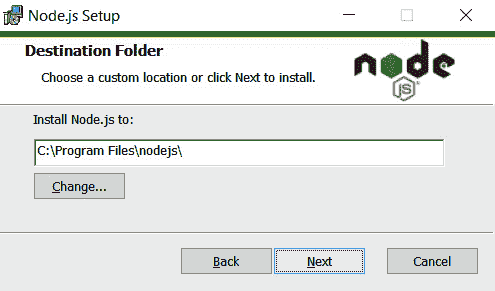 Figure 2.3 – Installing the destination folder 