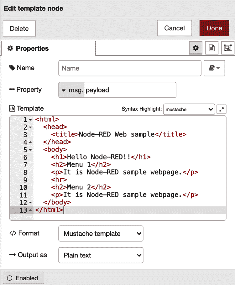 Figure 3.17 – Code in the Template area  