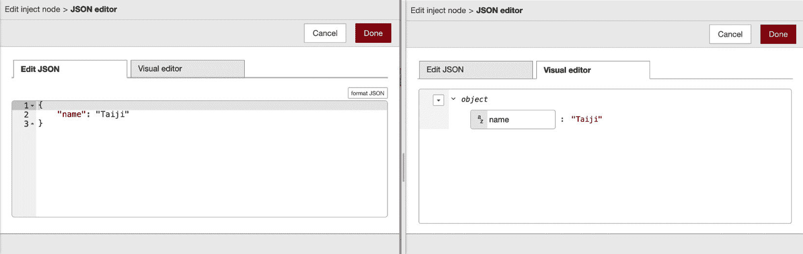 Figure 3.6 – JSON editor 