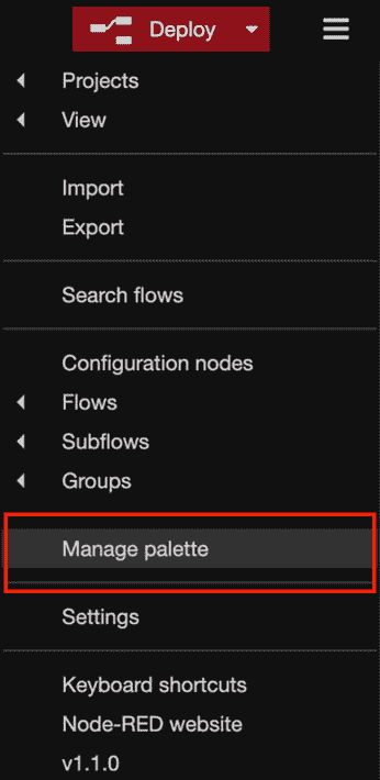 Figure 5.15 – Selecting Manage palette