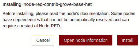 Figure 5.17 – A message window to read the node documentation  