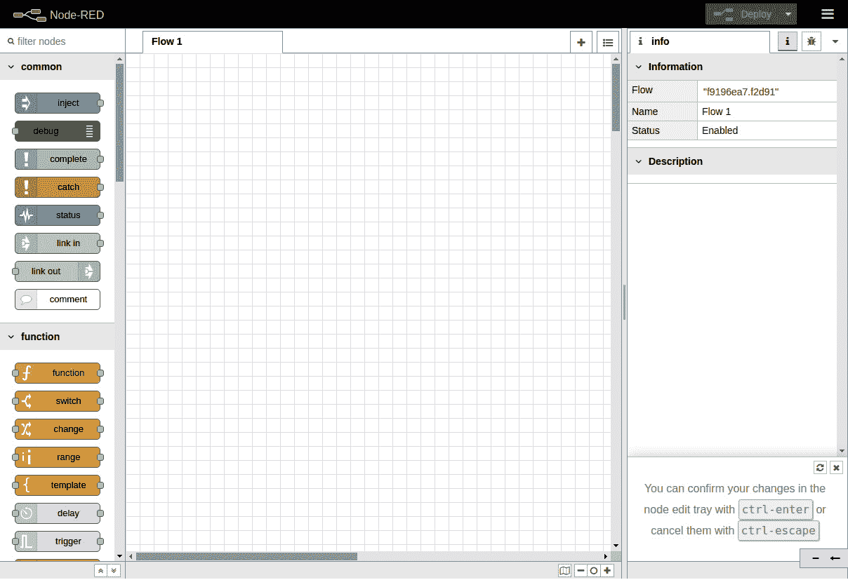 Figure 5.3 – Node-RED flow editor 