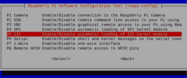 Figure 5.6 – Enabling I2C 