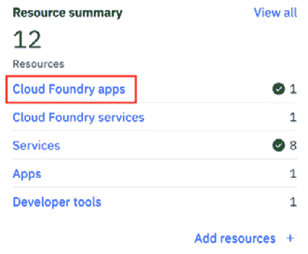 Figure 6.21 Selecting Cloud Foundry apps 