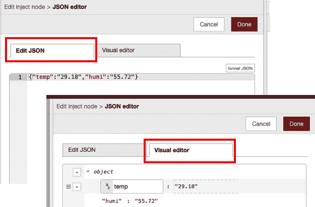Figure 6.33 – Two types of JSON editor are available 