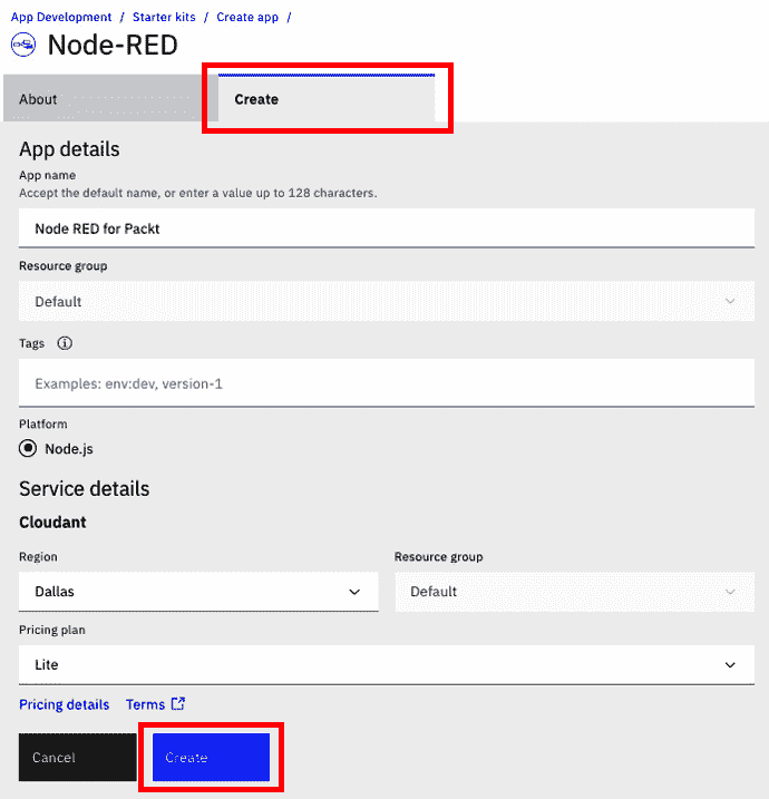 Figure 6.5 – Create Node-RED as a Node.js application 