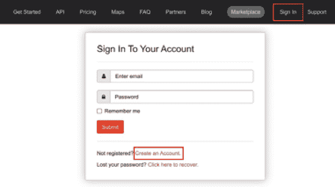 Figure 7.3 – Creating an OpenWeatherMap account 