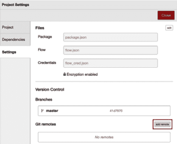 Figure 8.15 – Clicking the add remote button on the Project Settings panel 
