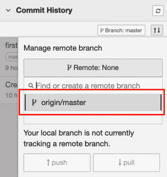 Figure 8.18 – Selecting your remote branch 