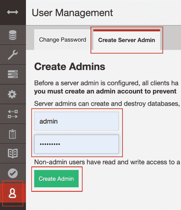 Figure 9.10 – Create a server admin user account