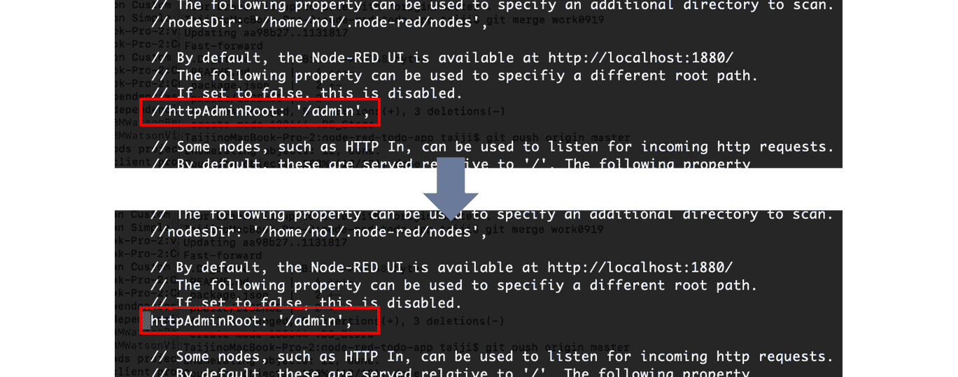 Figure 9.11 – Uncomment httpAdminRoot to enable the flow editor path 