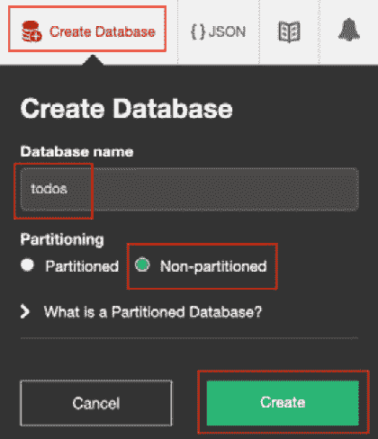 Figure 9.8 – Create a new database named "todos" 